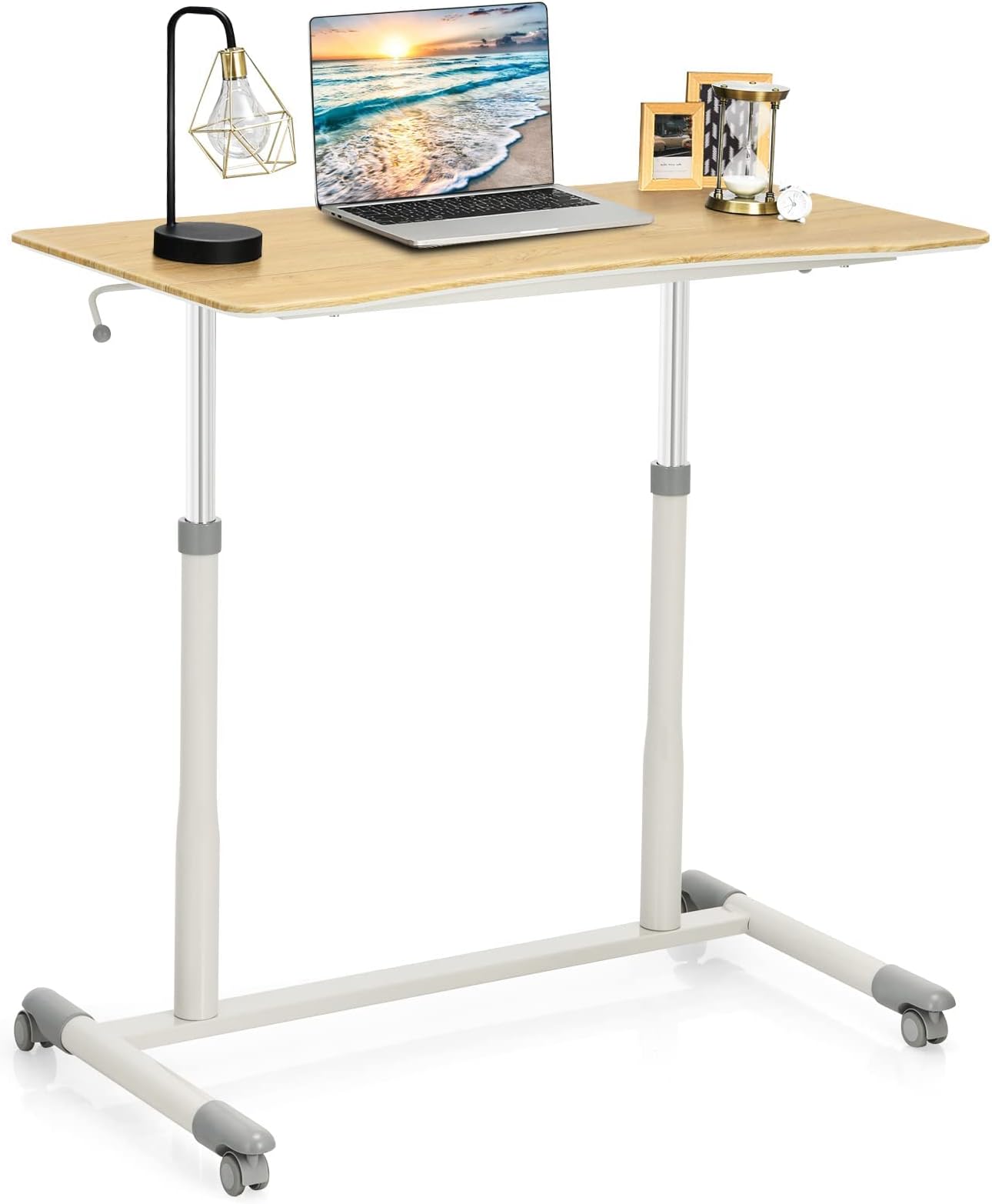 COSTWAY Height Adjustable Computer Desk, Mobile Sit to Stand Up Desk