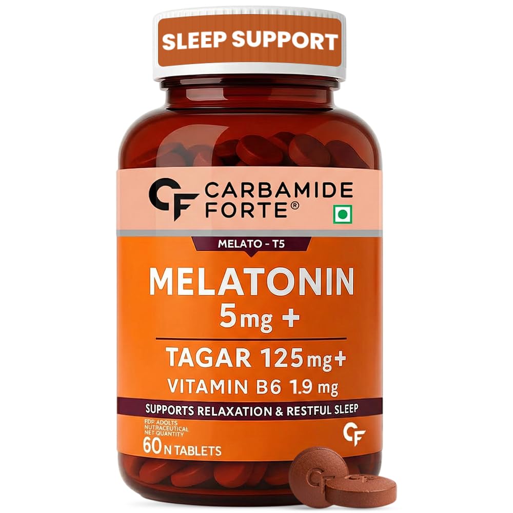 Carbamide Forte Melatonin 5mg Sleep Tablets – Sleeping Pills with 125mg Tagar & Vitamin B6 for Deep Sleep, Restful Nights, and Effective Sleep Dose | Sleeping Tablets for Women & Men – 60 Veg Tablets-image-27