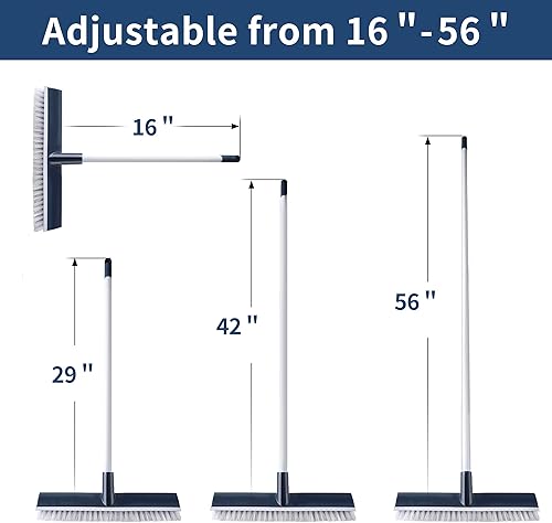 Miniatura 7 de BOOMJOY Cepillo de limpieza de suelo con mango largo de 57 pulgadas, cabezal de cepillo de 12 pulgadas de ancho, raspador y cepillo 2 en 1, cerdas