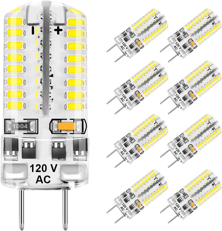 G8 LED Bulbs Dimmable 3W, 30W Halogen Equivalent, Cool White 6000K, G8 Base Bi-Pin 120V Led Bulb Energy Saving Light Bulbs for Light Fitting, Under Counter Kitchen Lighting (8 Pack)