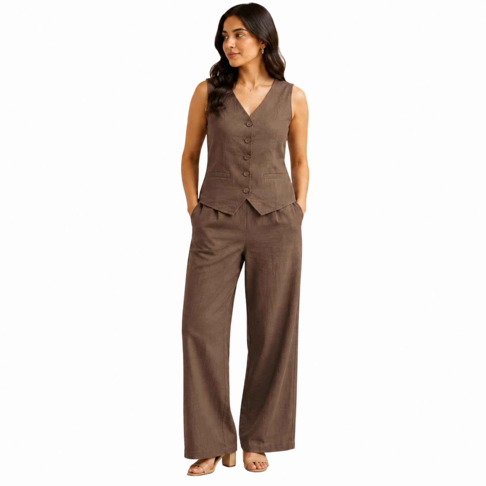 Women Cotton Blend Western Co-Ord | Stylish Top & Pant Set for Women | Casual High Waist Solid Pant Outfit-picture-45