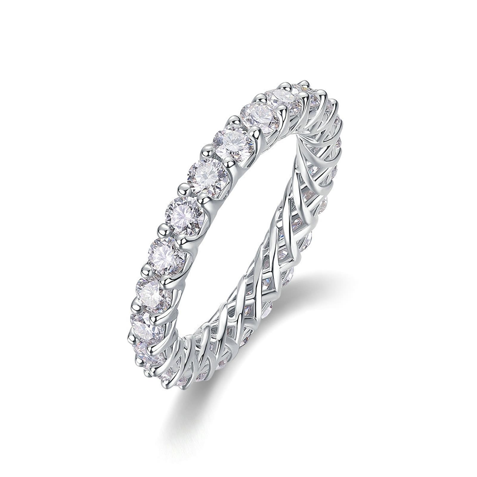 KnSam Anillo de boda de platino PT950, anillo de boda eterno con diamante creado en laboratorio, talla 53 (16,9)