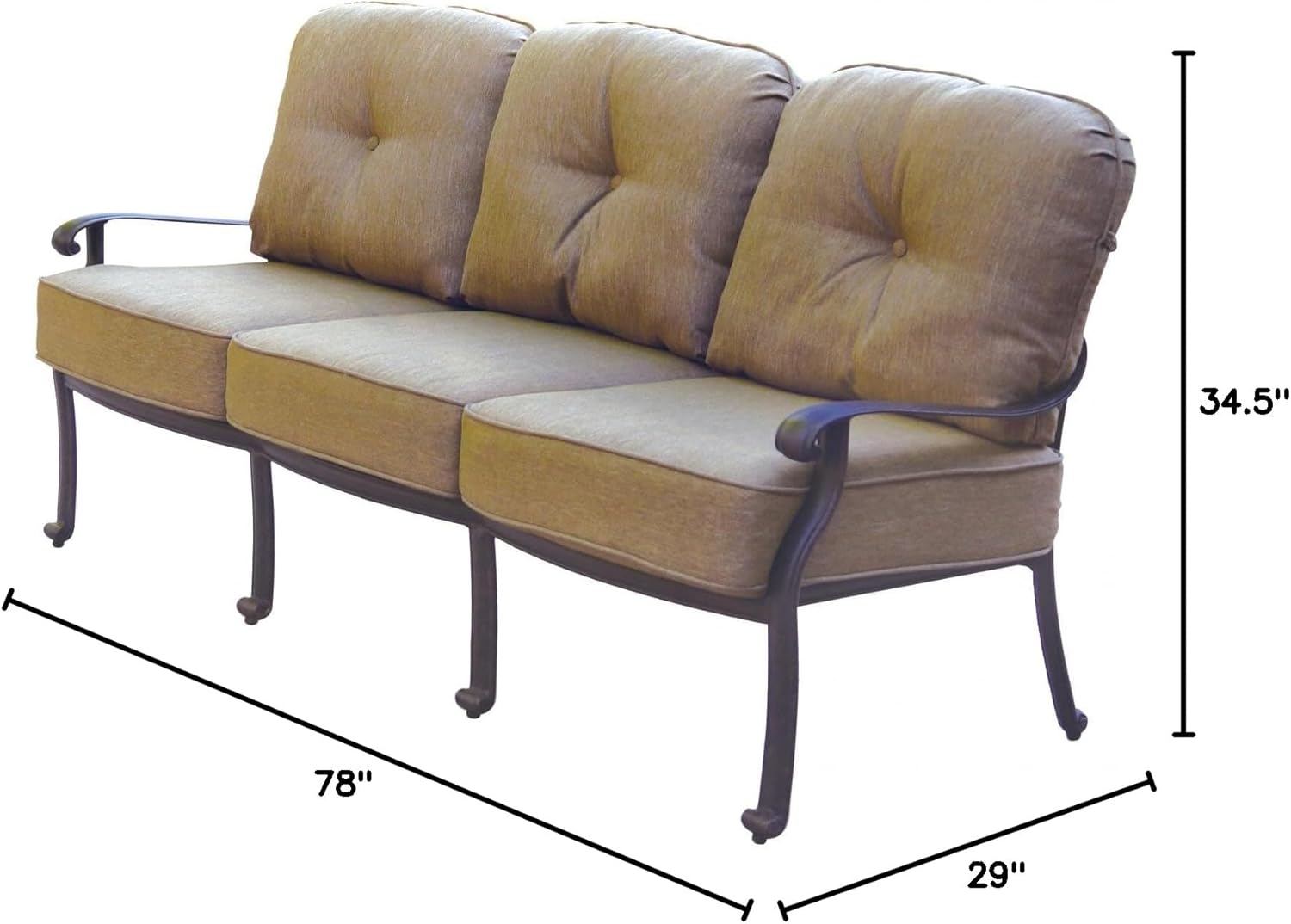 Darlee Elisabeth Cast Aluminum Deep Seating Patio Sofa - Antique Bronze