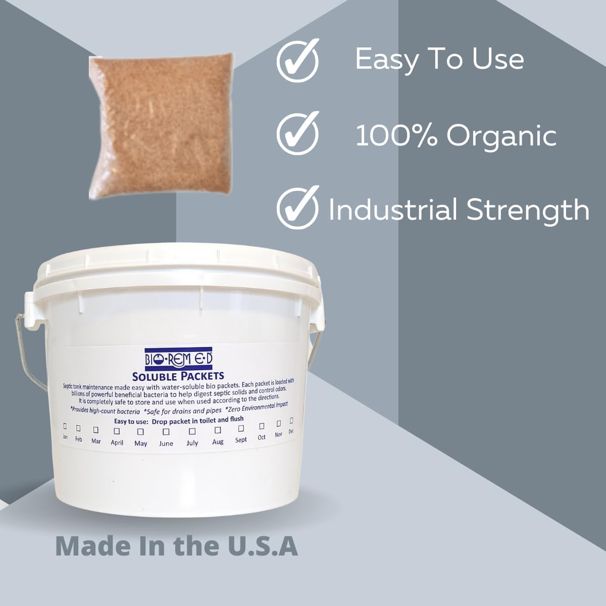Industrial Strength Septic Tank Treatment, Flushable live Bacteria Packets, Dissolvable Sewer & Drain Line Treatment to Prevent Expensive Sewage Backups, 1-Year Supply (12 Packets)
