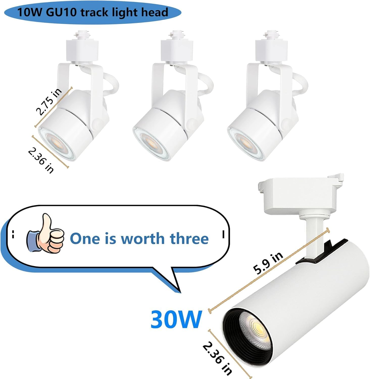 6-Lights LED Track Lighting Luminaire Plafonnier Industriel, 20W Track Lighting Compelete Kit 4000K Spot de plafond pivotant pour Chambre à coucher, Cuisine et salon with Extra 6.5ft Track Rails