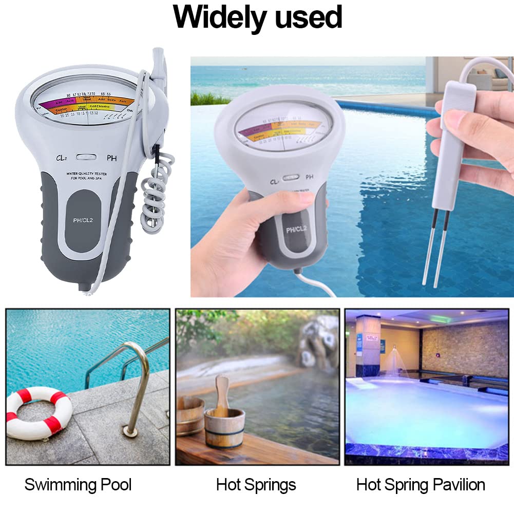 Tester PH 2 in 1, Dispositivo per Test della qualità dell'Acqua, Misuratore di Cloro PH CL2 Misuratore per Cloro d'Acqua Spa per Piscine, per Piombo PH Cloro Durezza Bromo Ferro Rame