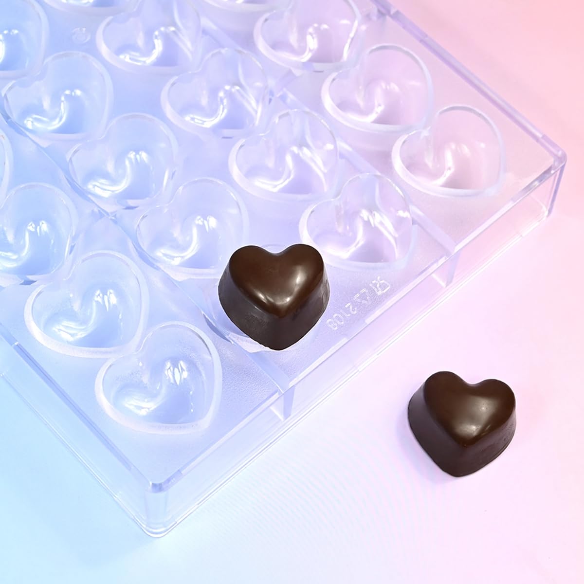 TUKE Stampo per cioccolatini in policarbonato a 32 cavità, per praline, tartufi, trasparente, flessibile, riutilizzabile, per dolci, dolcetti fai da te a forma di cuore (B_ cuore)