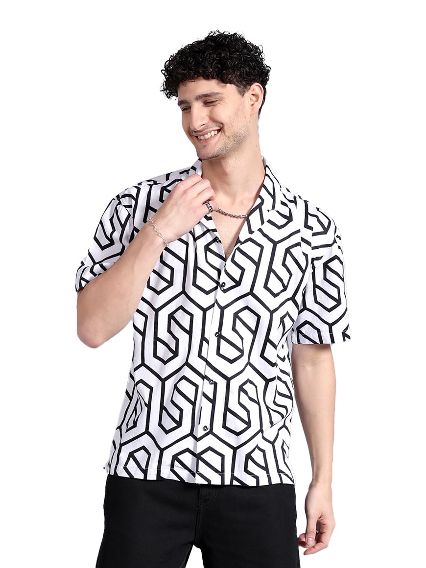 The Indian Garage Co Men Cotton Relaxed Fit Geometric Printed Half Sleeves Cutaway Collar Shirt - Review, Price and Buying Guide