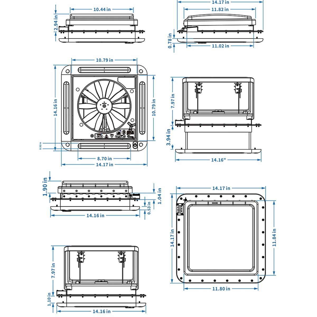 Wentylator dachowy z oświetleniem LED, wentylacja powietrza RV z czujnikiem deszczu, automatyczny, odwracalny wentylator 12 V do dwukierunkowej wentylacji w przyczepach kempingowych