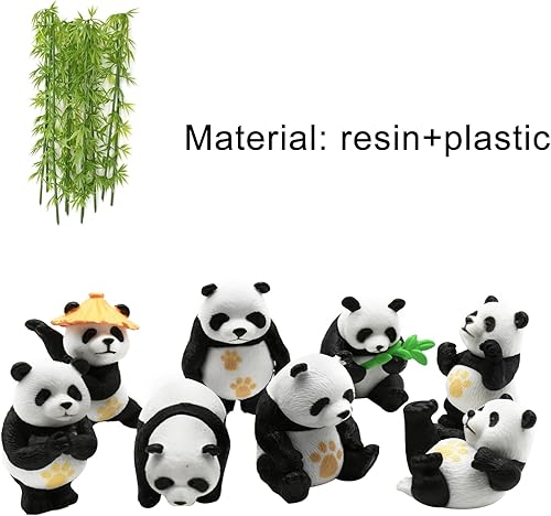 Miniatura 2 de Pinenjoy 8 figuras de panda en miniatura con 10 piezas de resina de bambú mini animales decoración de paisaje para bricolaje jardín de hadas, casa