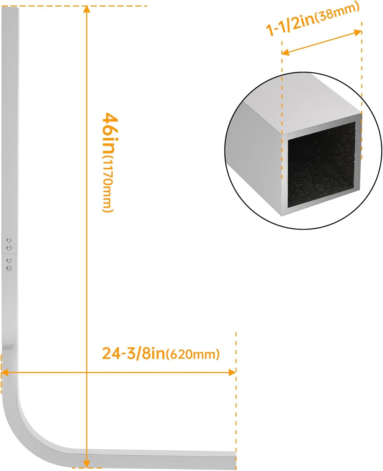 HECASA 2PCS Aluminum Boat Trailer Guide On Poles 1-1/2" Square | 1/8" Thick in Pair