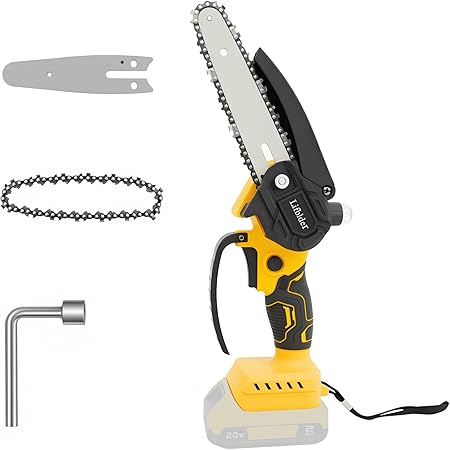 Mini Chainsaw Cordless Fit for DeWalt Battery 20V, 6-Inch & 4-Inch 2-in-1 Electric Chainsaw with Auto Oiling, 5m/s Chain Speed & Safety Lock, Lightweight for Branch Pruning, Tree Trimming (NO Battery)