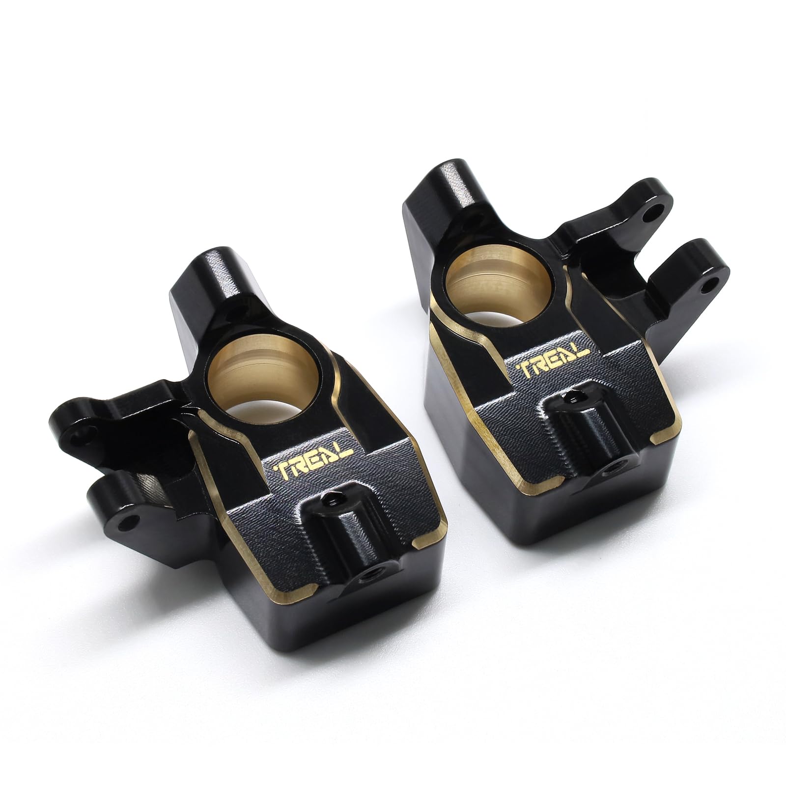 Treal Brass Front Inner Portal Covers Steering Knuckles Weight Upgrades 60g/pc Black (Type B) Compatible with Axial 1/10 Capra UTB10/SCX10 III JLU Wrangler Gladiator Chevy K10