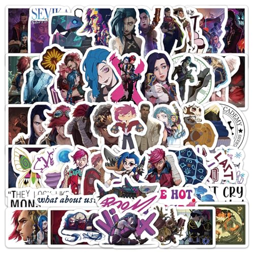Arcane Stickers for Adults Teens 60 Pcs Waterproof Anime Sticker Arcane Vinyl LOL Anime Vi Jinx Stickers for Skateboard Laptop Scrapbook Phone Case Arcane Stickers for Adults Teens 60 Pcs Waterproof Anime Sticker Arcane Vinyl LOL Anime Vi Jinx Stickers for Skateboard Laptop Scrapbook Phone Case