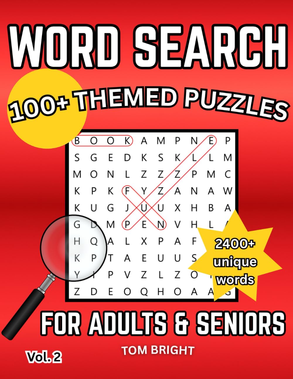 WORD SEARCH 100+ Themed General Knowledge Puzzles for Adults & Seniors: 2400+ Unique Words Volume 2, Handcrafted by Bright Brain Books (Themed Word Searches)