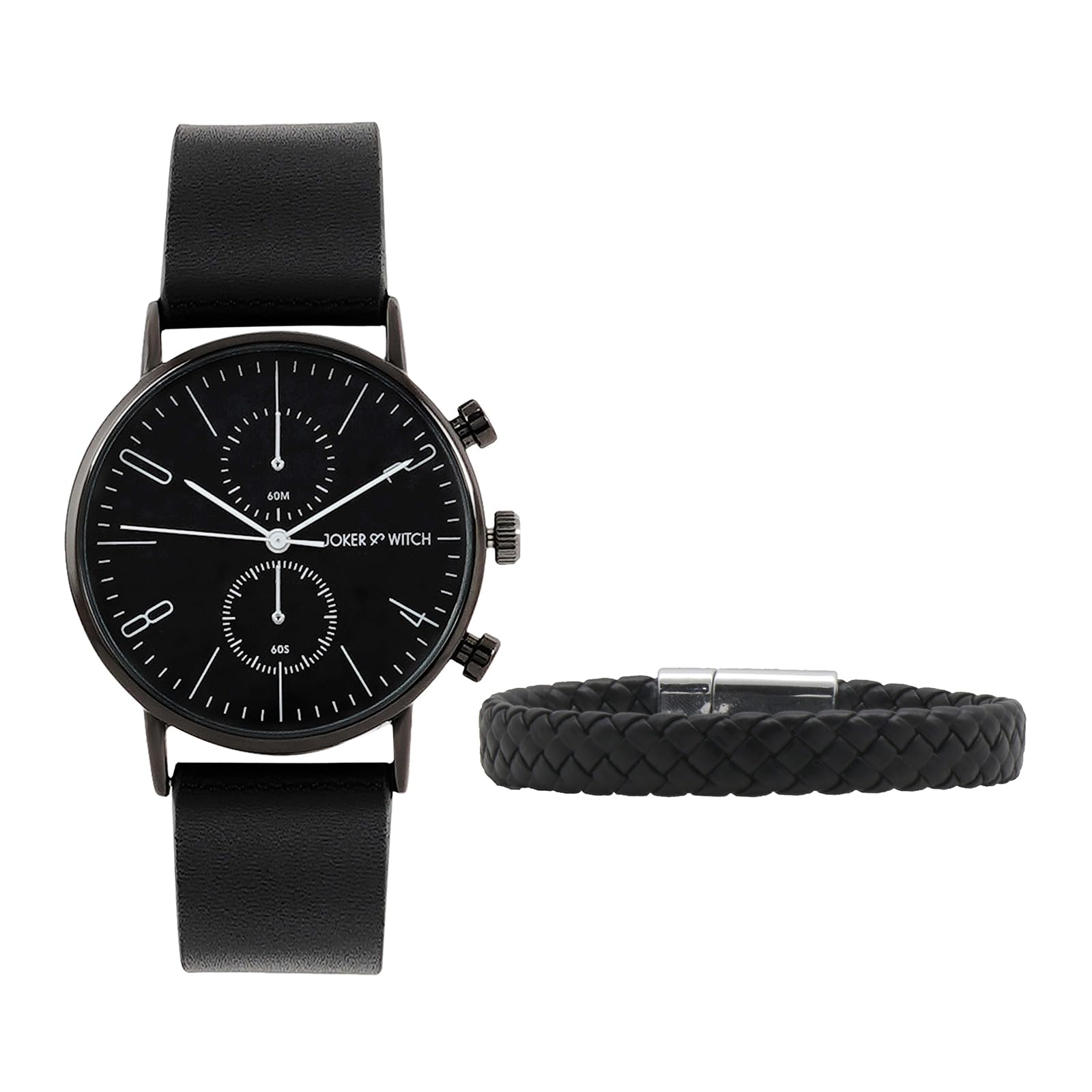 Joker & Witch JIMINY ALL BLACK MENS Faux Leather Analog WATCH BRACELET STACK (B0CQTB5TYB) Amazon Price History, Amazon Price Tracker