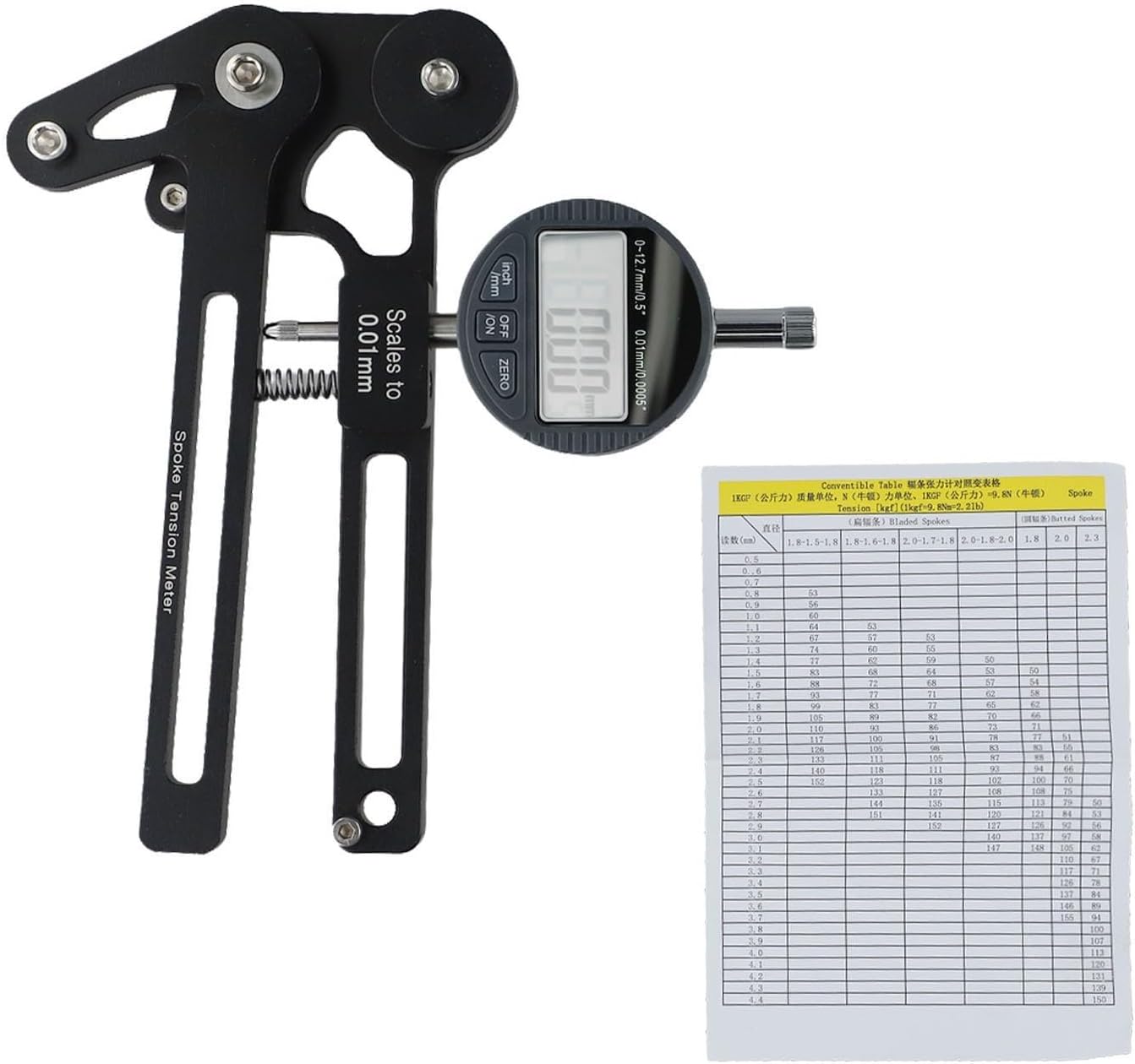 Spoke Tension Meter, Bicycle Spoke Tension Meter Wheel Manufacturing Tool Wire Tension, Bike Accessory for Bicycle Wheel Spokes Manufacturing Or Correction(Black electronic watch)