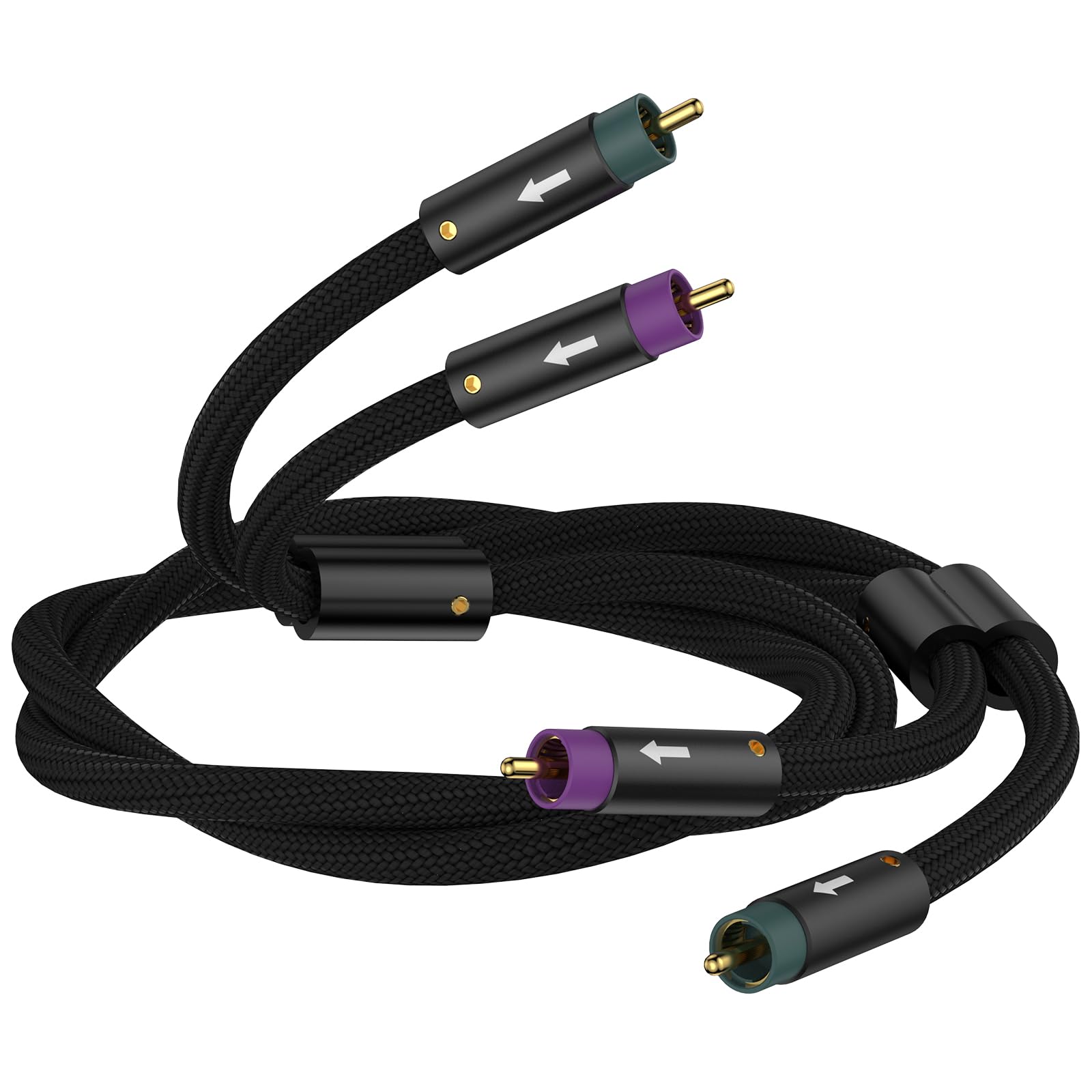 Tertullus High-End Cinch Kabel Audio Kabel für Plattenspieler, Heimkino, und HiFi Anlage,OFC Versilbert 24k vergoldete Stecker (1m/3.28ft)