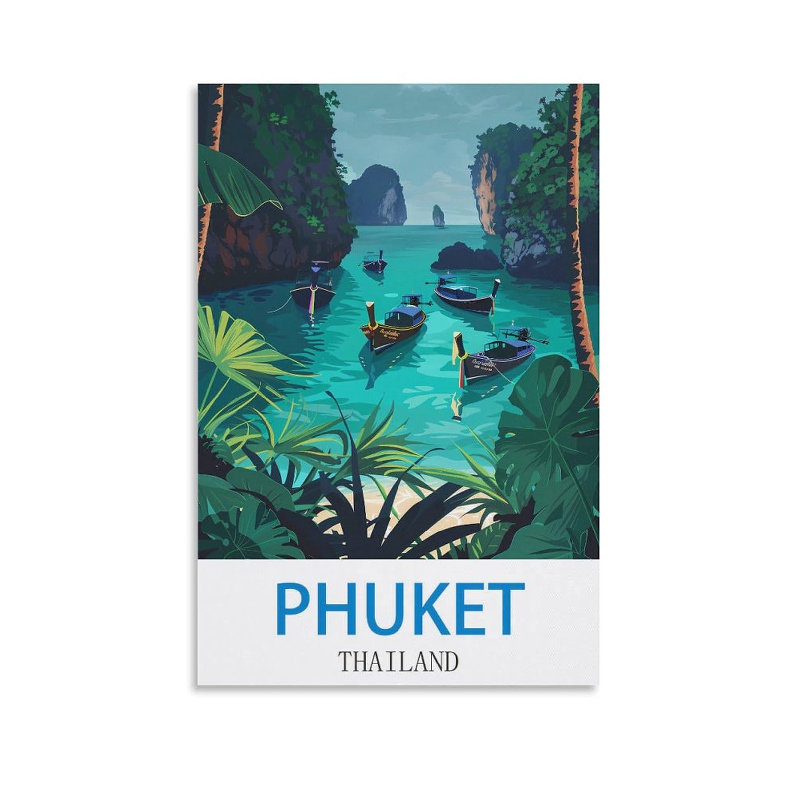 Fzyuen Unframe-Style Phuket Thailand Vintage Travel Poster 08X12inch(20X30cm) Canvas Wall Art Prints For Wall Decor Room Decor Bedroom Decor