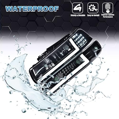 Miniatura 7 de PIT66 - Faros delanteros LED, compatibles c99-02 Chevy Silverado 1500 250001-02 Silverado 1500HD 2500HD 350000-06 Tahoe Suburban 1500 2500, lentes