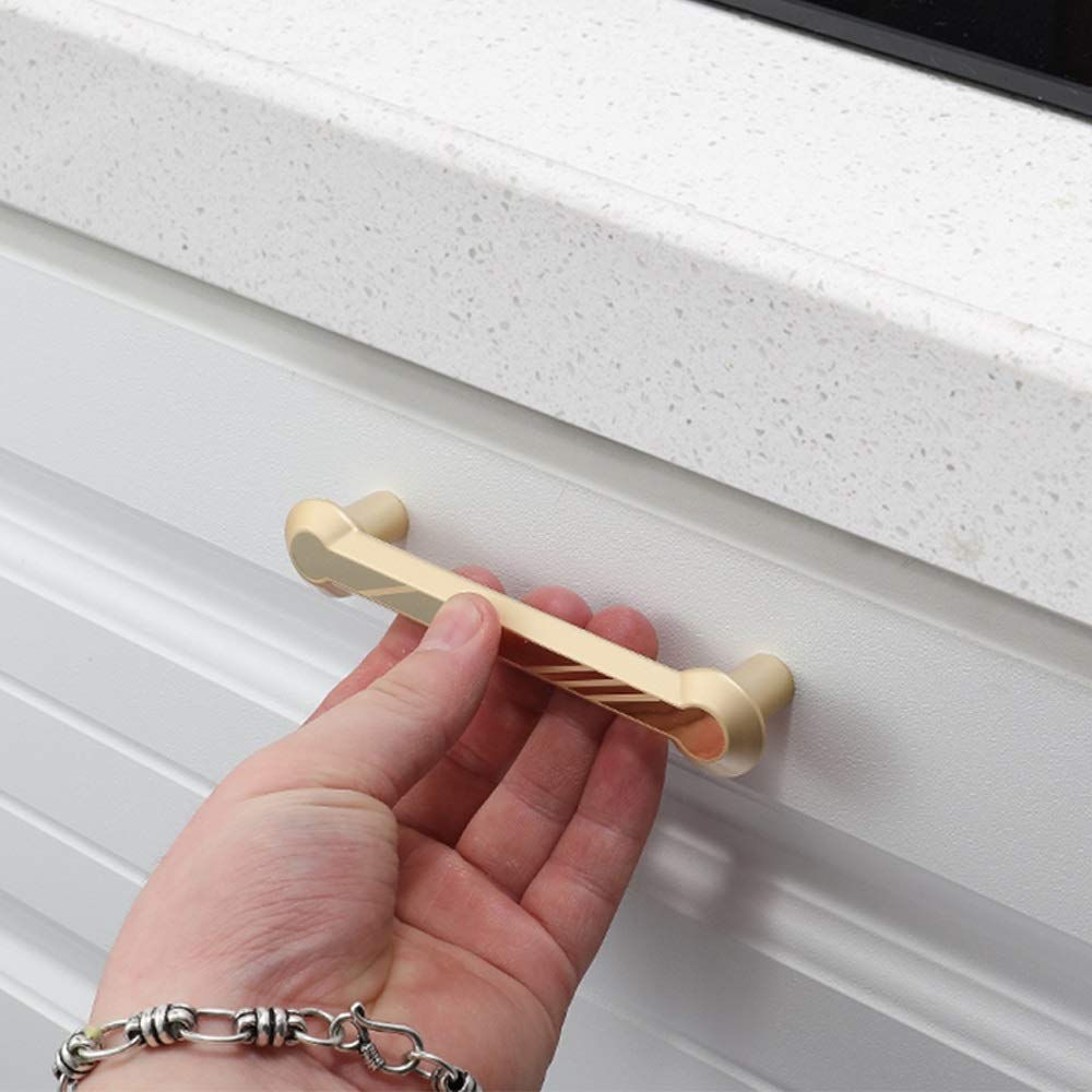 Tirador de Puerta de Armario Asa oculta invisible manija Armario cajón de la puerta oro orificio Gabinete Ocultos para Muebles(Gold,96mm)