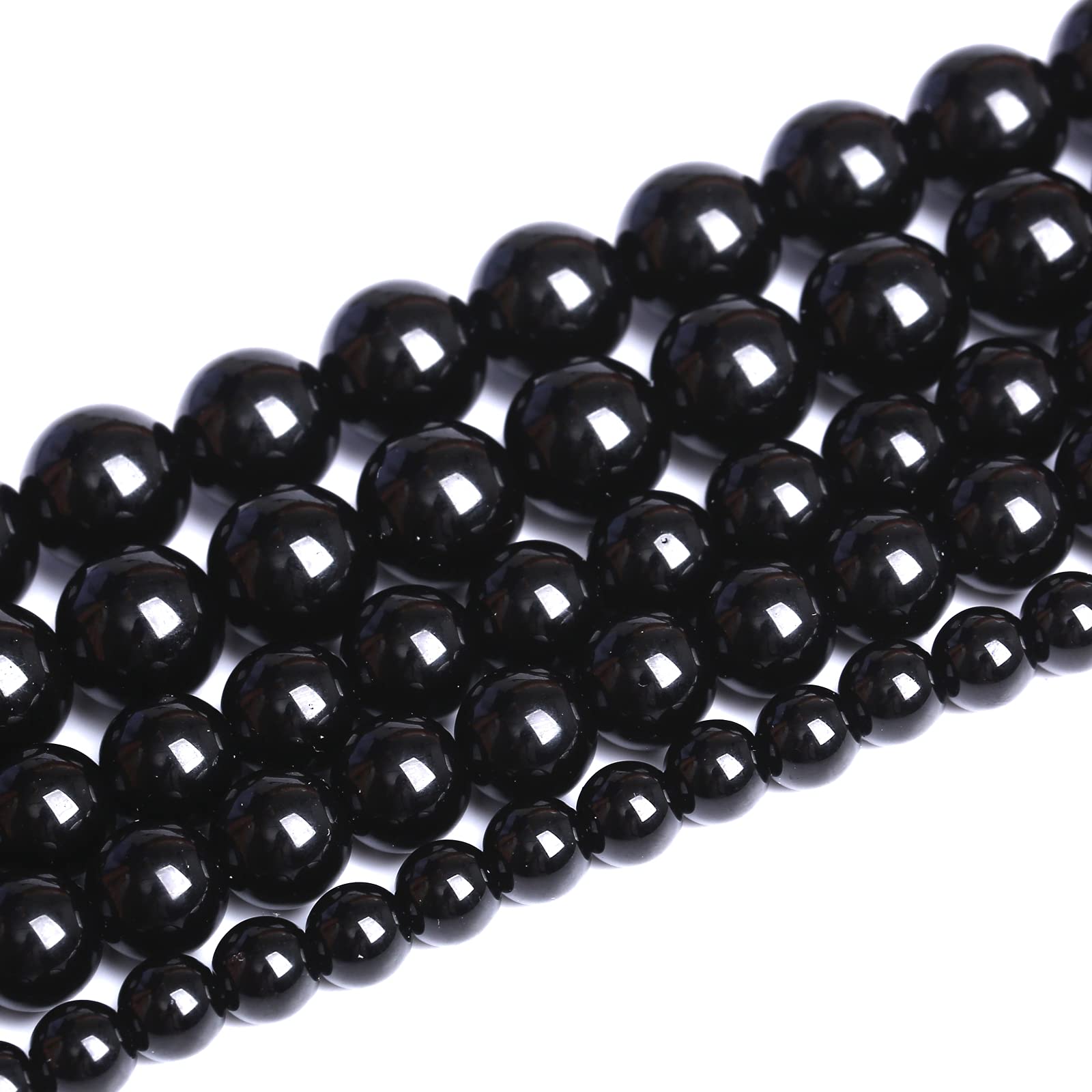 80 cuentas de piedra de ónix de ágata negra natural de 10 mm, cuentas espaciadoras redondas y sueltas para hacer joyas, pulseras, 32 pulgadas, 2 hebras