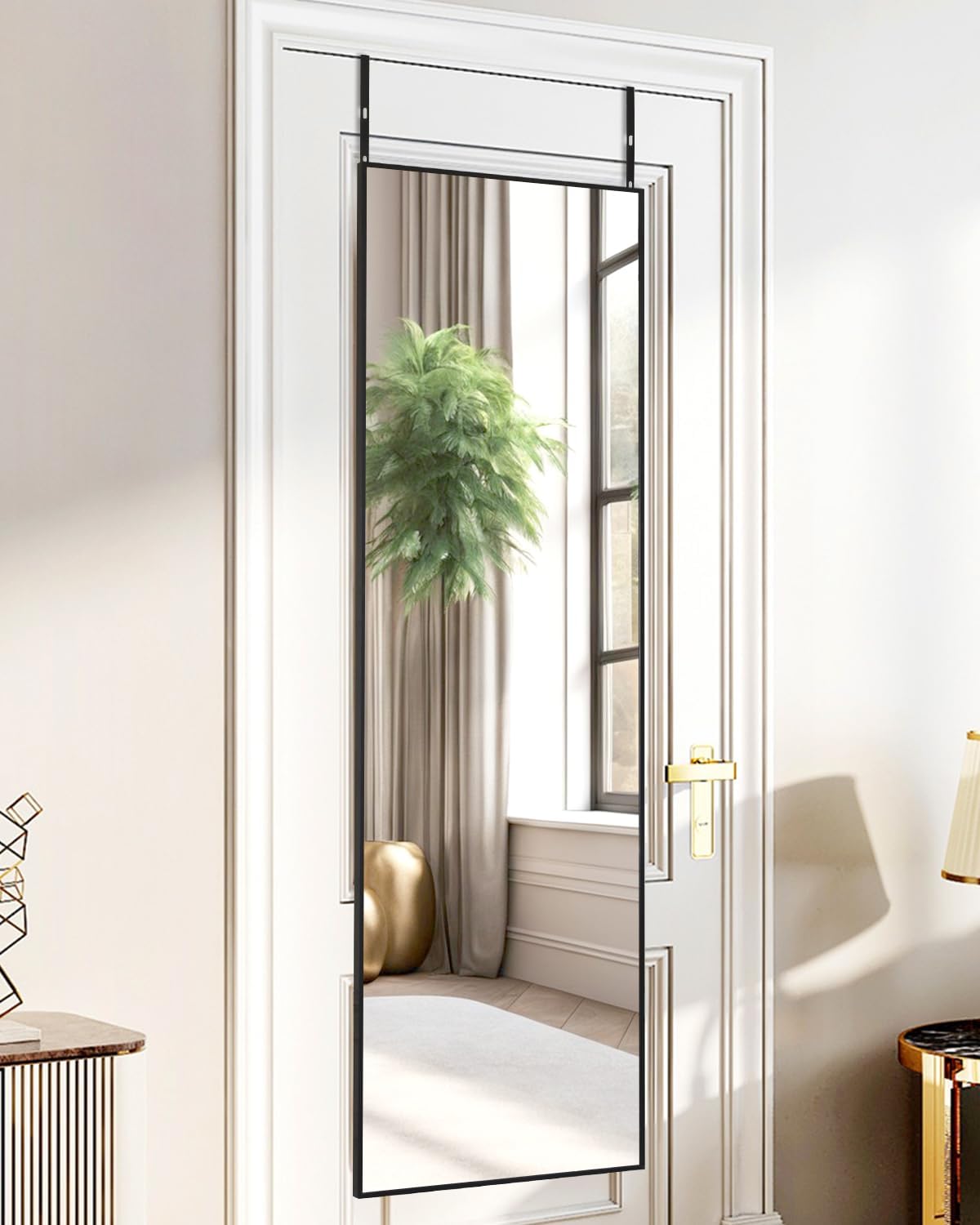 Full Length Over The Door Mirror, 48"x14" Bathroom Gold Mirror, Long Mirror for Bedroom Living Room