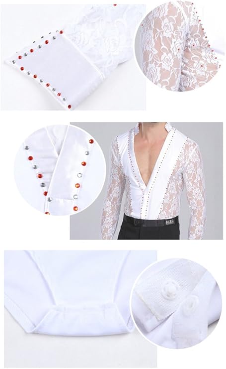 BOZEVON Heren Klassiek Zwart Latijns Dans Kostuums Prestatie Dansen Shirt & Broek Jazz Outfits, XL BOZEVON Heren Klassiek Zwart Latijns Dans Kostuums Prestatie Dansen Shirt & Broek Jazz Outfits, XL