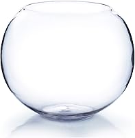 WGV Large Clear Glass Bowl Vase 12" Diameter x 10" Height - Handmade Bubble Terrarium Jar for Weddings, Events, Home Decor (VBW1210)