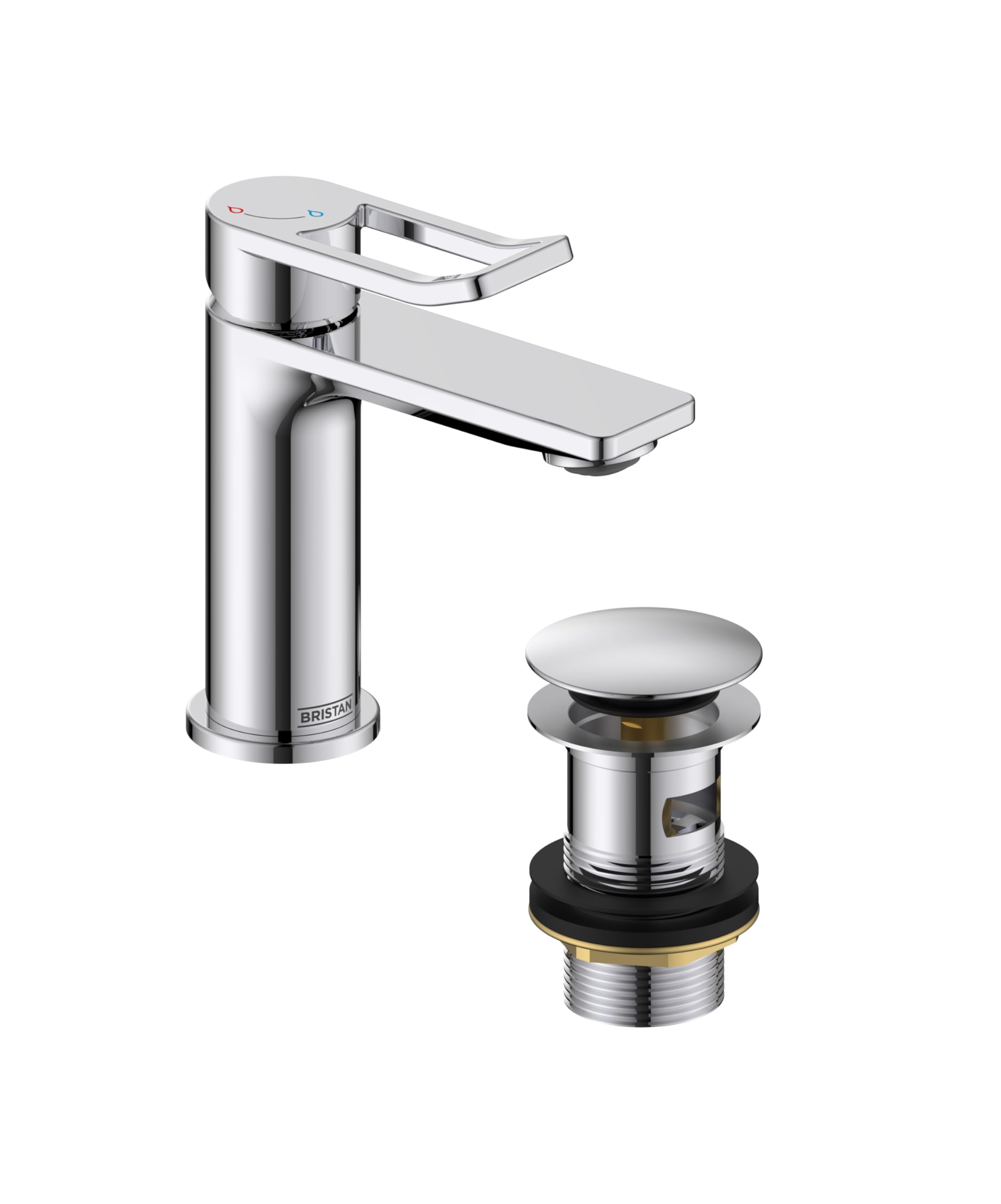 Bristan Saffron Eco Start Small Basin Mixer With Clicker Waste from B&Q