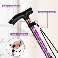 Flintronic összecsukható sétabot 5 fokozatú magasságállítással, könnyű és hordozható - Purple print 3