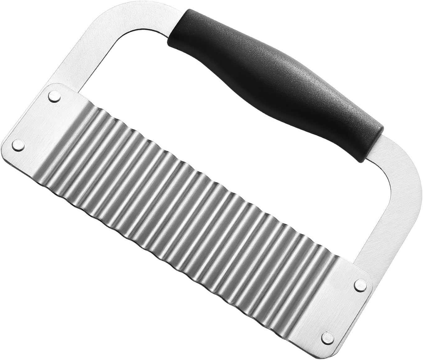 Crinkle Cutter Stainless Steel Potato Slicer Heavy Duty Wavy Crinkle Cutting Chopping Tools with Wooden Handle for Carrot Veggies