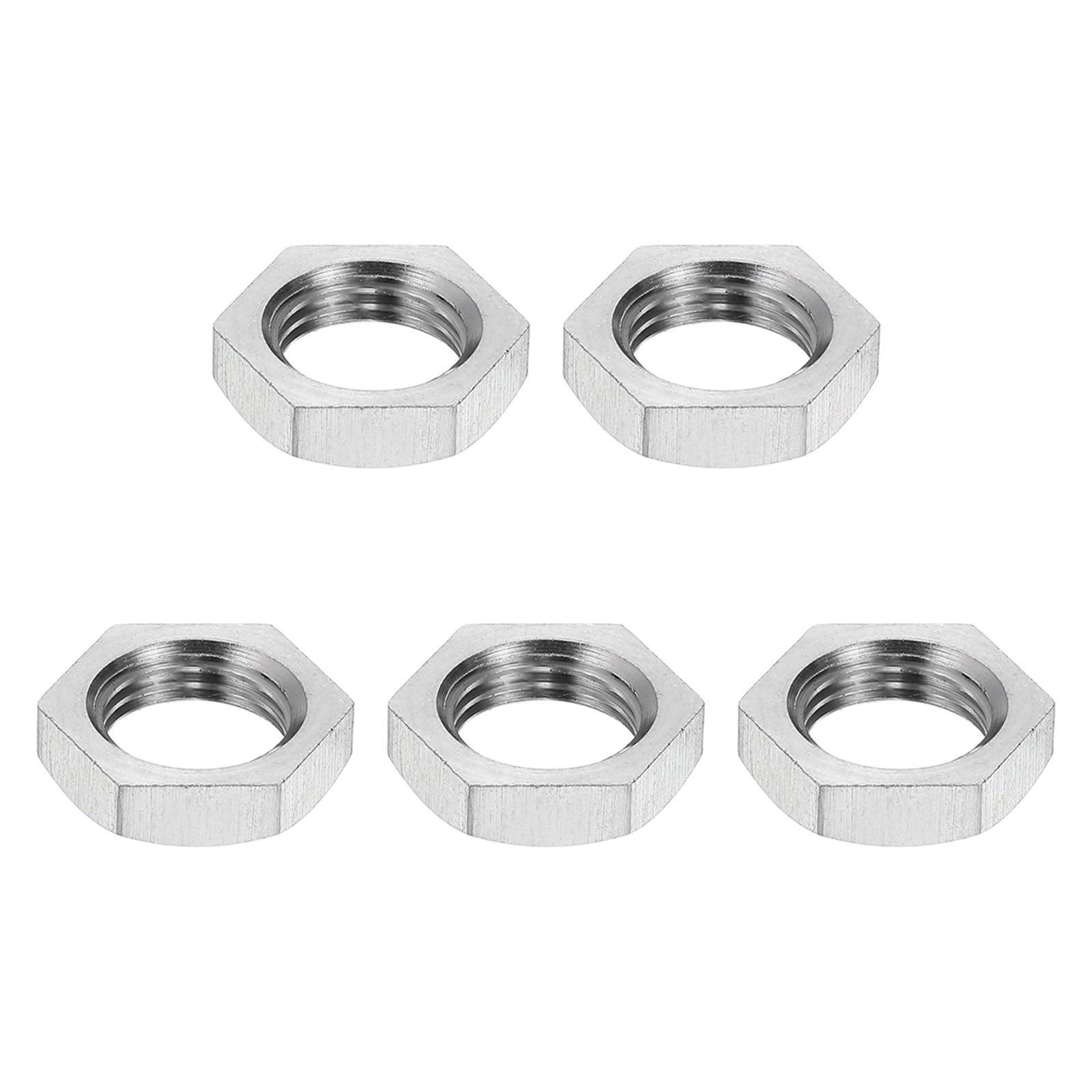 PATIKIL M10x1x4mm Hex Nuts, 5Pcs 304 Stainless Steel Metric Fine Thread Hexagon Thin Lock Nuts Fasteners for Machinery Manufacturing, Industrial Use, 14mm Width