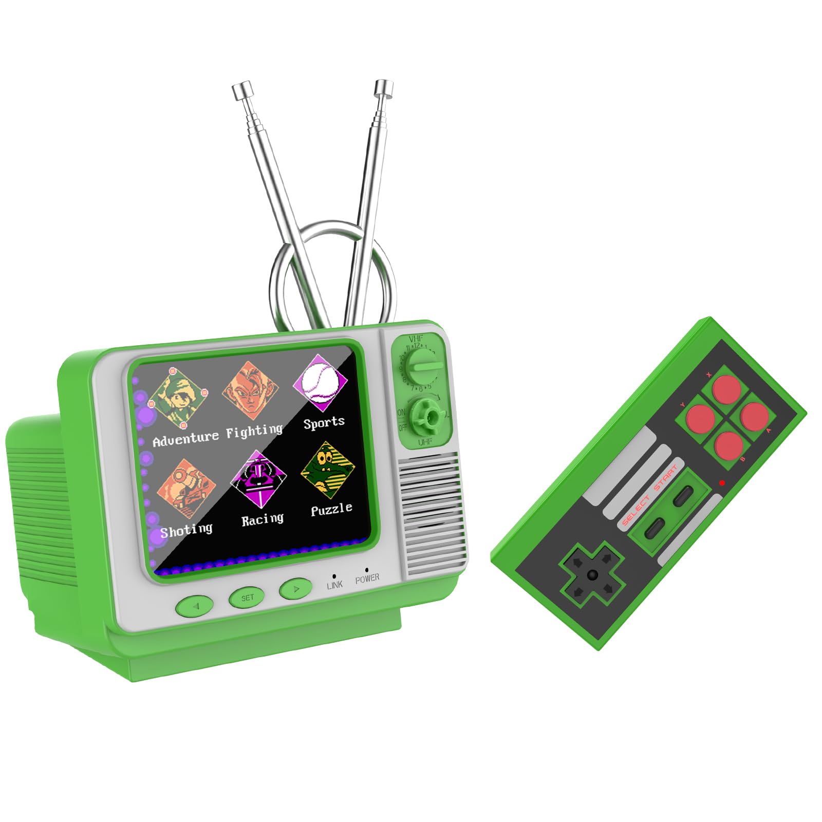 Retro Handheld Games Console with 308 Classic Games 3 Inch Screen Mini TV Video Games Player Support AV Output Electronic Games Xmas Gift for Boys Girls 4-12 (Fresh Green)