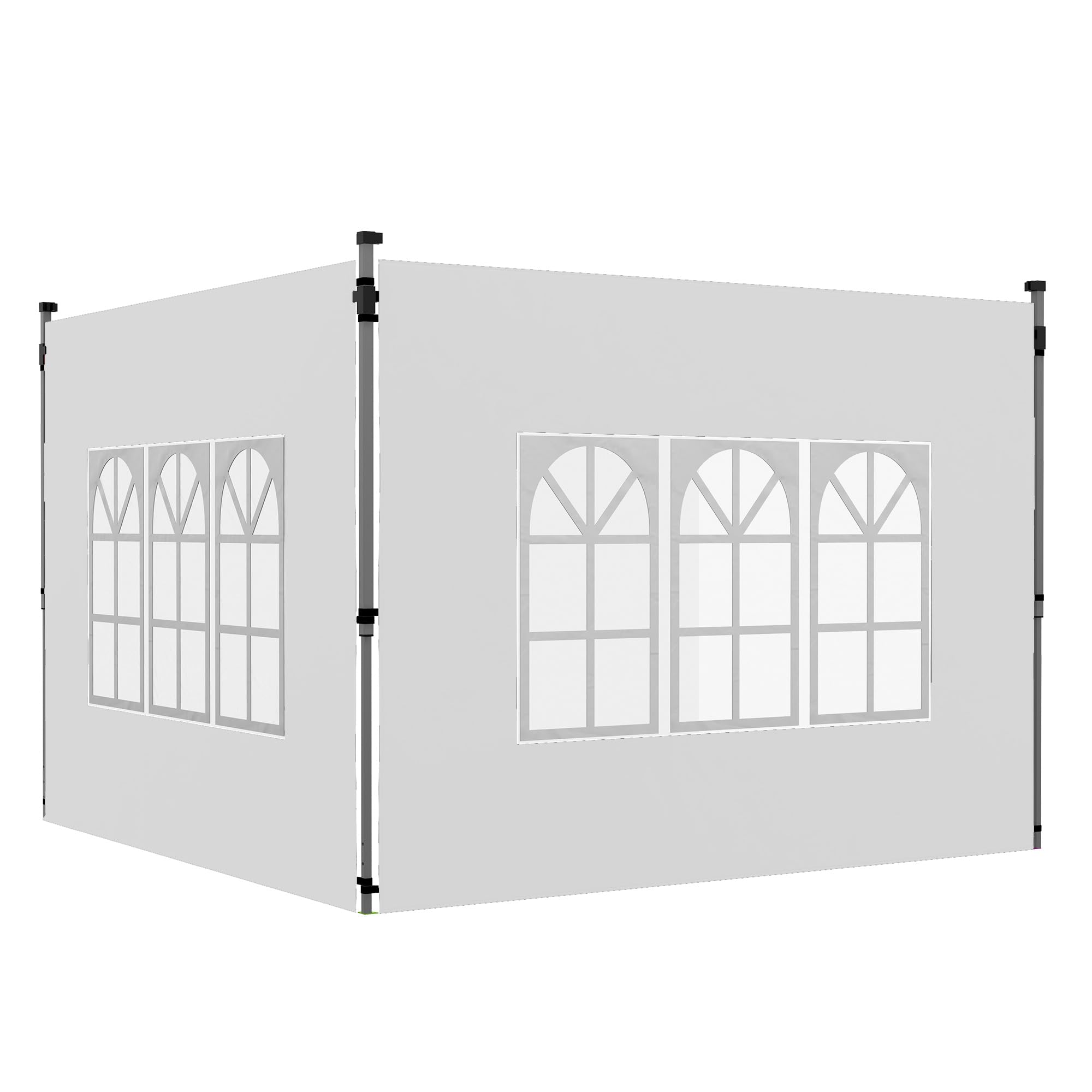 Outsunny Gazebo Side Panels with Window for 3x3(m) Pop Up Gazebo, 2 Pack Sides Replacement, White