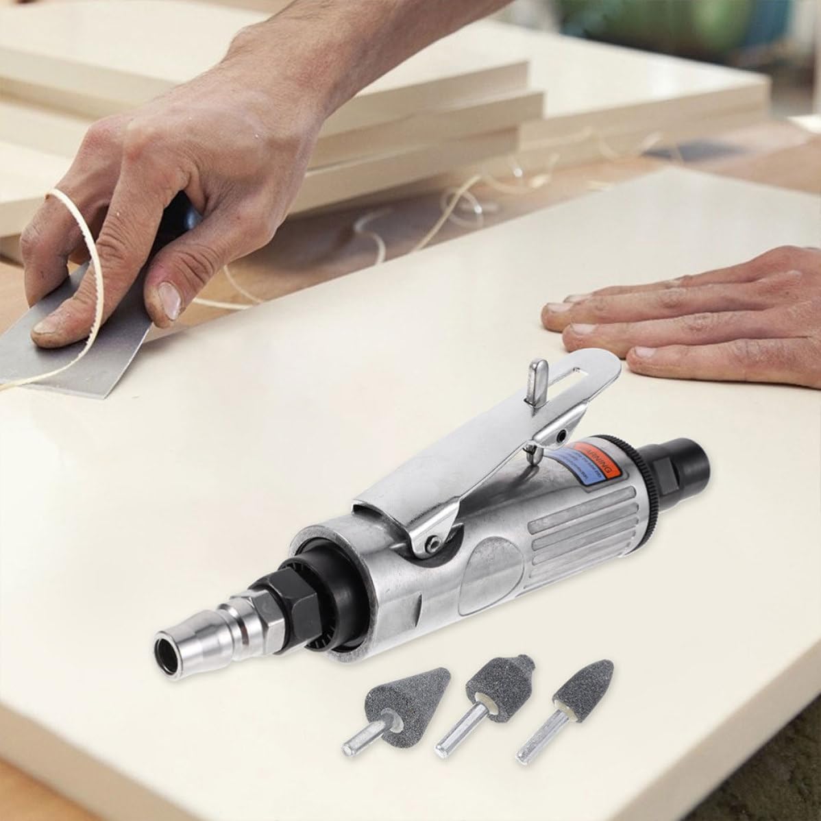 Veemoon Air Angle with 1/4 Inch Air Inlet Size Lightweight Portable Die Grinder Power Tool for Precision Grinding and Polishing