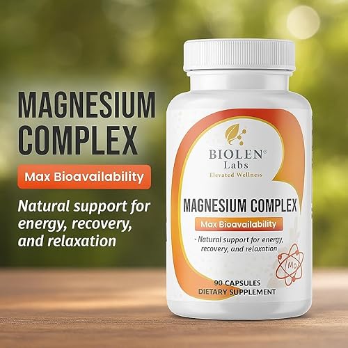 Miniatura 6 de Complejo de magnesio, fórmula máxima de biodisponibilidad para energía, recuperación, relajación, 60 cápsulas veganas, sin OMG, sin gluten