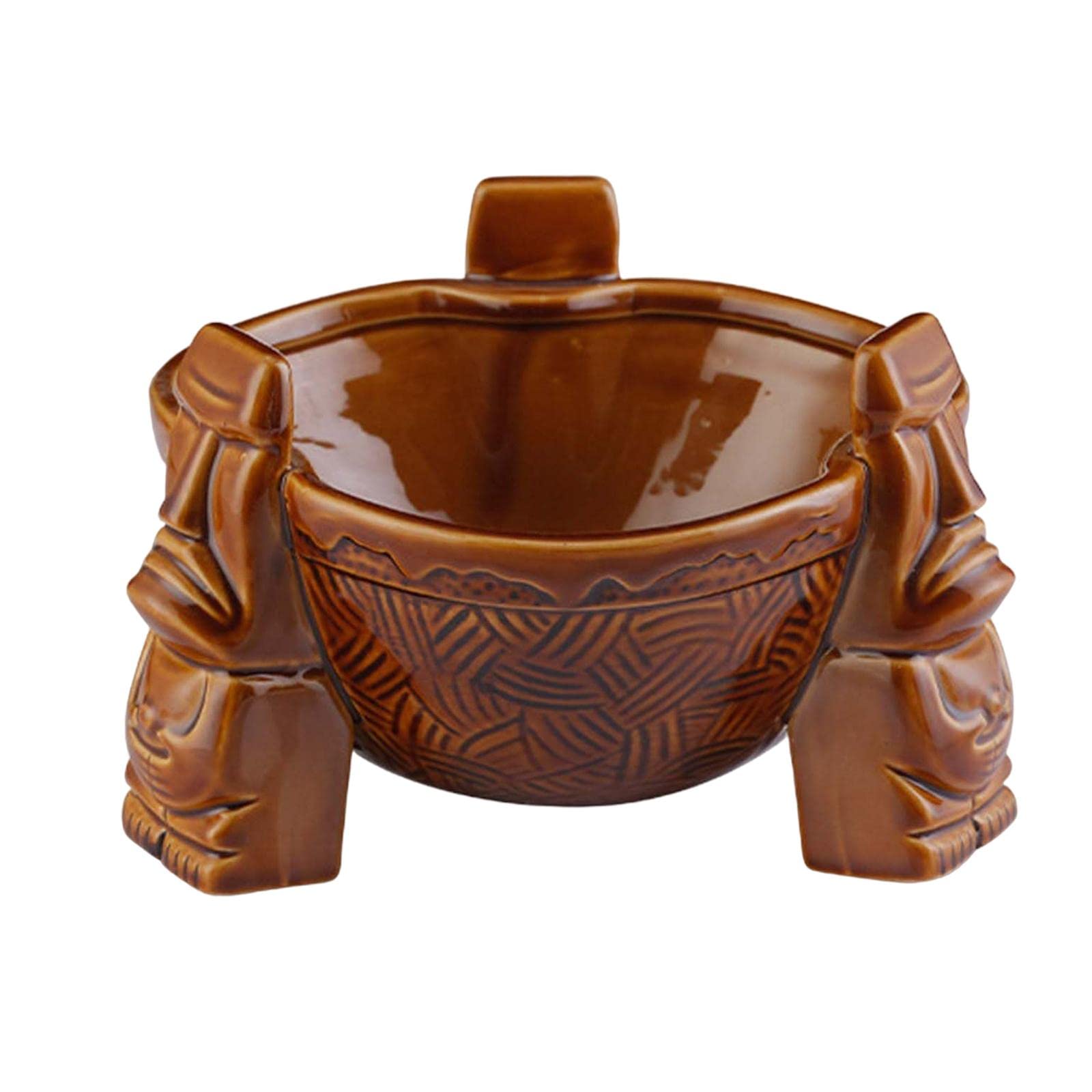 F Fityle Bol à Punch en céramique ML, de Pendaison de crémaillère, s ennes, à Cocktail, Bol Tiki pour soirées à thème Tiki, Brun