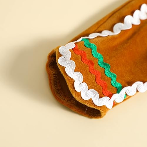 Miniatura 4 de Adobabirl Disfraz de pan de jengibre para bebé niño y niña traje de Navidad de pan de jengibre mameluco con sombrero lindo traje de cosplay