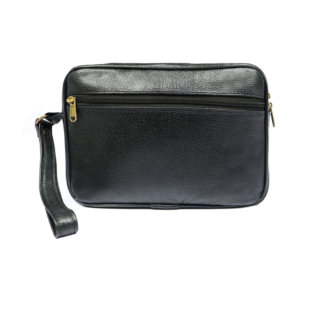 Men's Genuine Leather Handbag | Money Carrying Pouch | Card Clutch with Belt | Toiletry Kit | Multipurpose Bag for Document, Travel, Makeup, Cosmetic, Grooming,Accessories | Color-Black-image-27