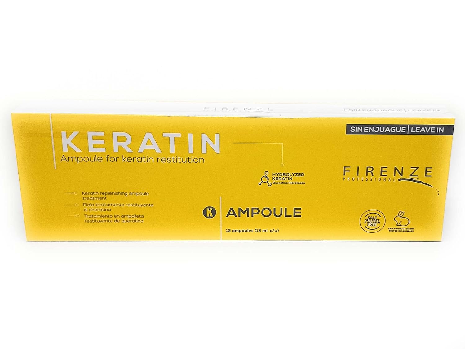 Firenze Professional Keratin Leave In Ampoule for Keratin Restitution 12 ct