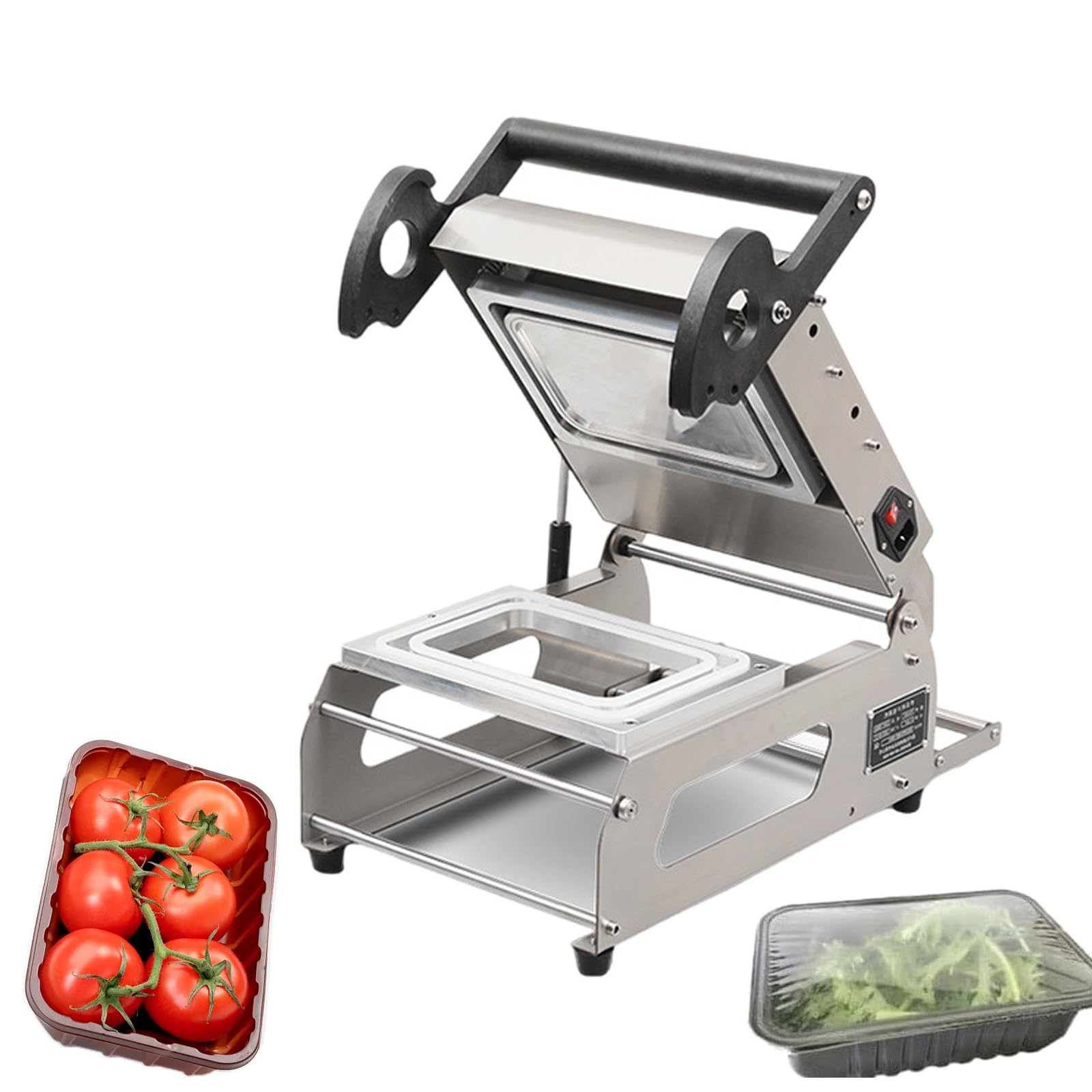 ASerZenith Commercial Food Heat Sealer Machine, Semi-Automatic Stainless Steel Tray Sealer For Takeaway Boxes And Containers, Sealing Packing Machine