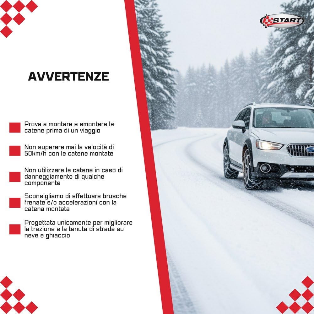 Jeu de 2 chaînes à neige - 7 mm - groupe 80 - adhérence et sécurité maximales avec système de tension