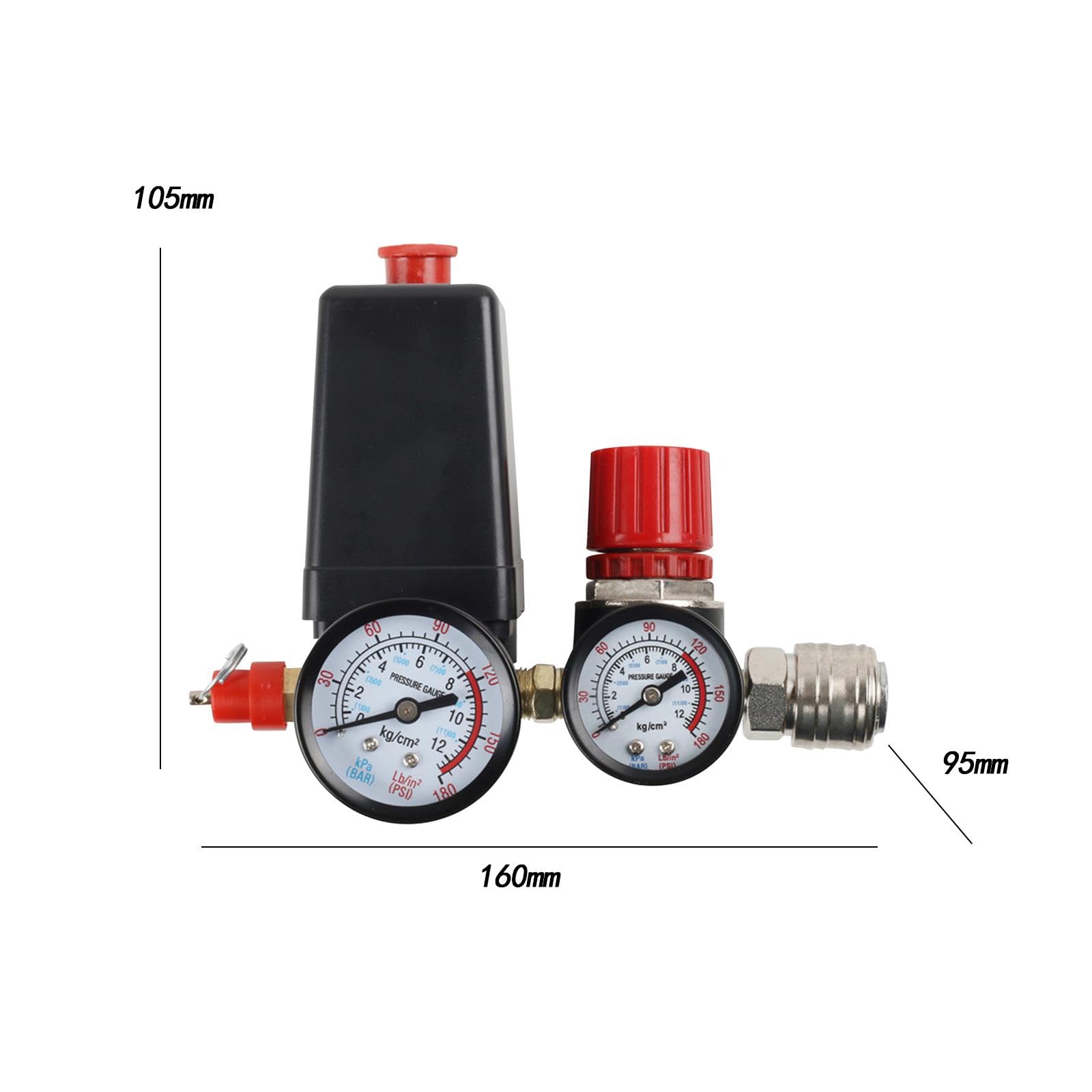 Interruptor de Presión para Compresor de Aire, 90–120 PSI, Regulación de Voltaje, 4 Orificios