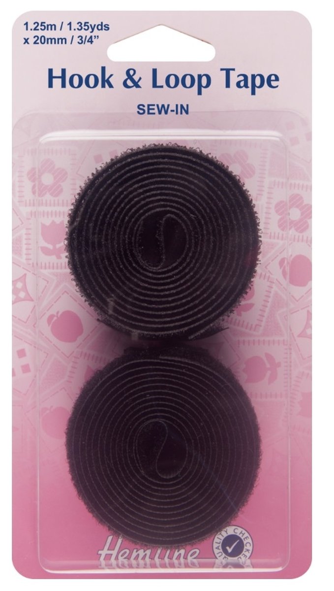 Sew-On Hook & Loop Tape: Black Value Pk - 20mm