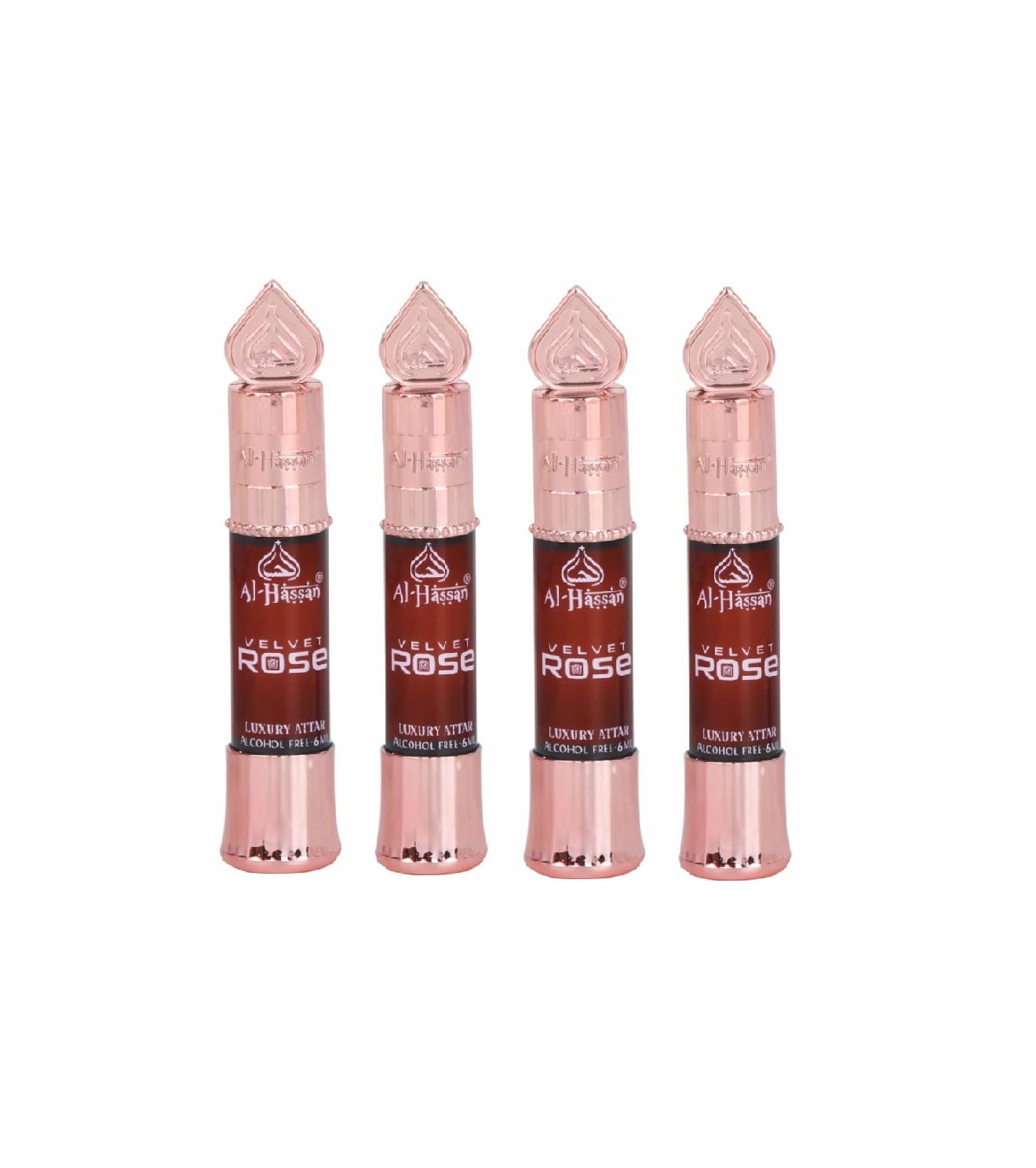 Al - Hassan Velvet Rose Attar For Women - Pack of 4 (6ml Each) | Alcohol Free Attar | Long Lasting & Captivating Fragrance