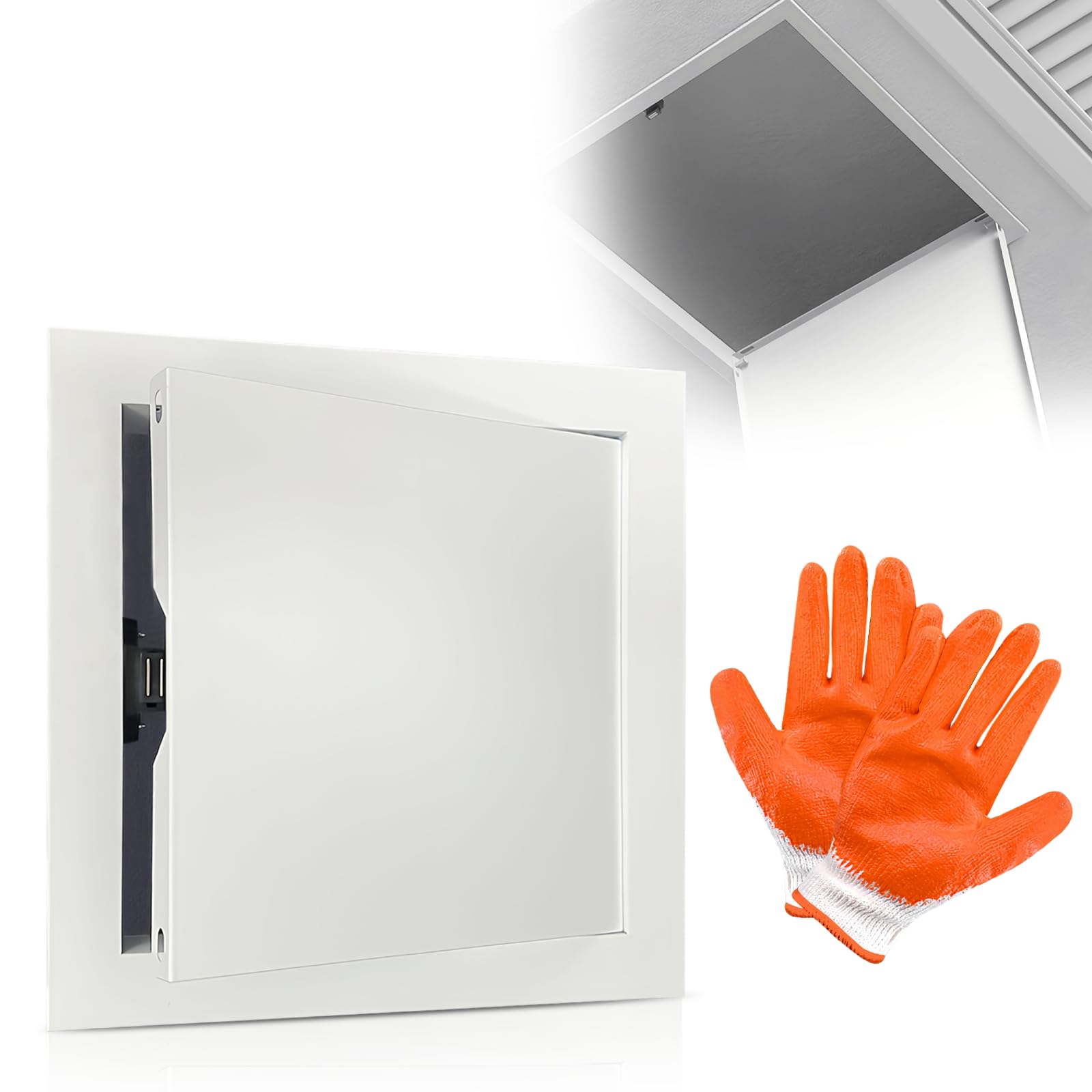 20x20cm Puerta de Inspección: Panel de Acceso Metálica, Puerta de Inspección Magnética para Paredes Laterales de Cocinas, Baños, Viene con un Par de Guantes de Algodón Antideslizantes, Blanco