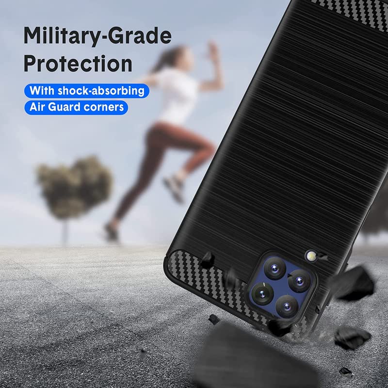 Image of NPRC Hybrid Ultra Slim Protective Case TPU Non-Slip Carbon Fiber Texture Shockproof Case Cover for Samsung Galaxy M53 5g - Blue