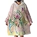 BlessLiving Custom Sweatshirt Blankets Kids Girls Personalized Unicorn Hooded Blanket Wearable Hoodie Blanket for Kids Women (KidsÂ 54