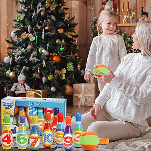 Coloch Kids Bowling Set With 10 Bowling Pins And 2 Balls, Soft Colorful Bowling Set Printed With Numbers Educational Game Set For Baby Age 2-5, Boys And Girls, Birthday Gift #TOP5